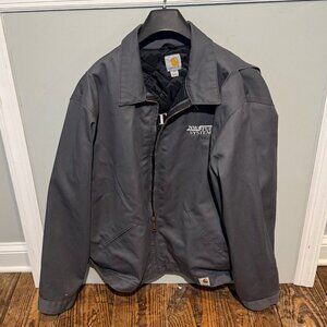 Carhartt Jacket Gray Twill J293 DKG Men XXL Workwear Quilt Lined 3rd Party Logo